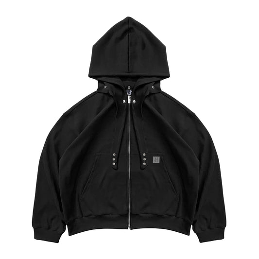 RIBBED HOODIE ZIP - H UNIT POWDER