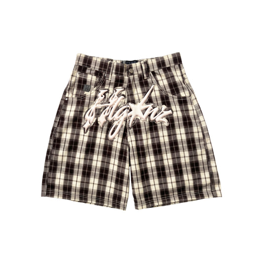 PLAID MOCHA - JORTS BAGGY