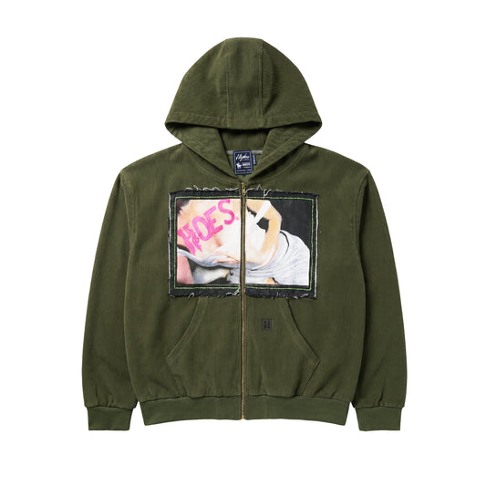 RIBBED HOODIE ZIP - P.HOES PATCH