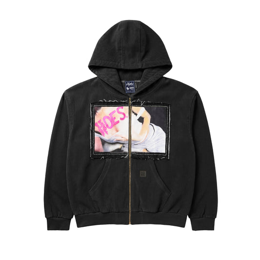 RIBBED HOODIE ZIP - P.HOES PATCH