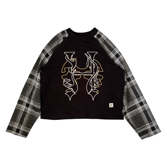 RAGLAN LS PLAID - NEON INFERNO FACE