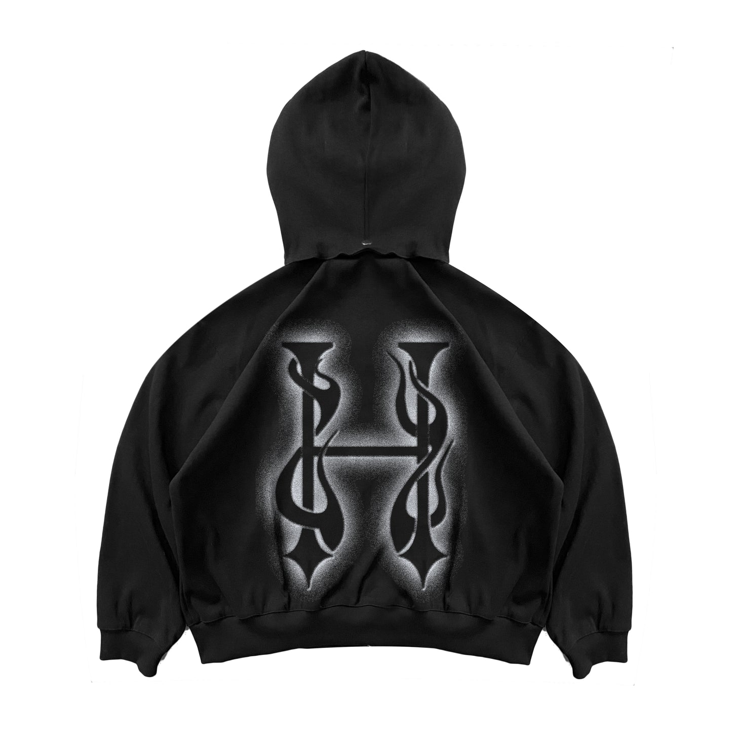 RIBBED HOODIE ZIP - H UNIT POWDER