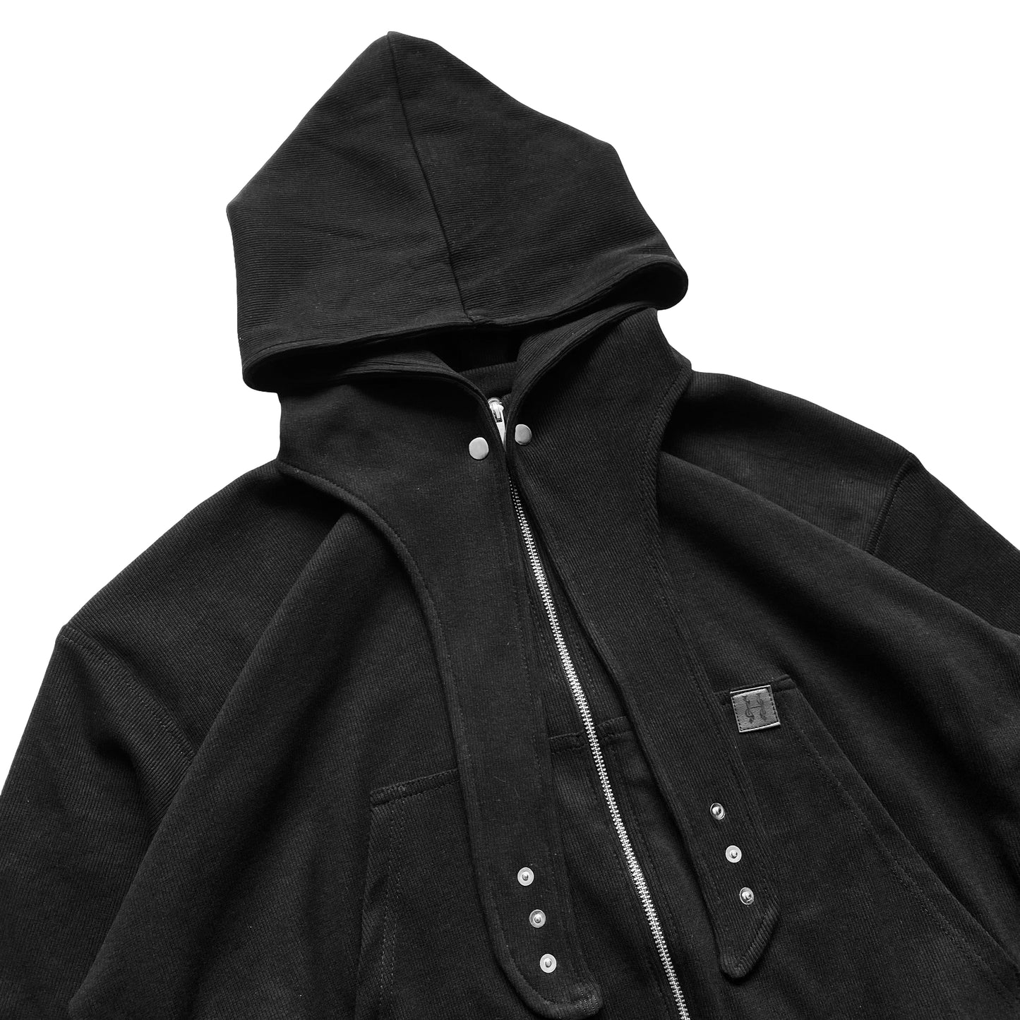 RIBBED HOODIE ZIP - H UNIT POWDER