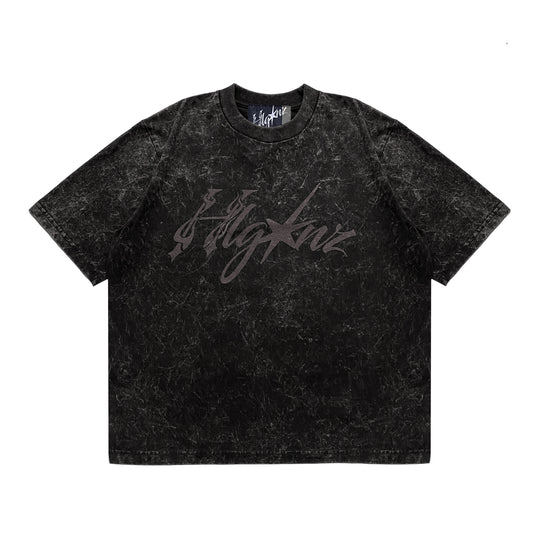 WASHED HLGNZ  - BOXY CREWNECK TEE