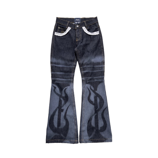 WASHED FLARED PANTS - INFERNO
