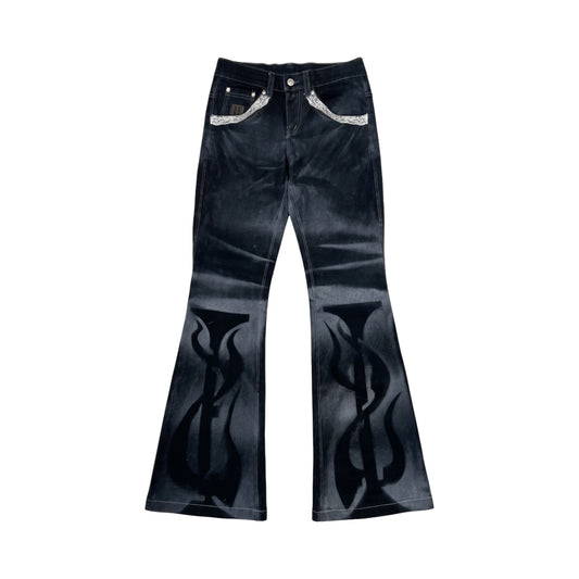 WASHED FLARED PANTS - INFERNO