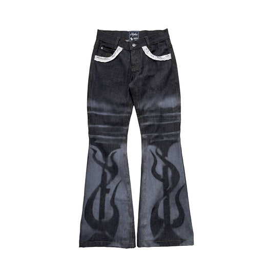WASHED FLARED PANTS - INFERNO